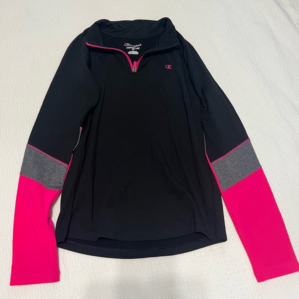 Champion Black Pullover with Pink and Gray Accents